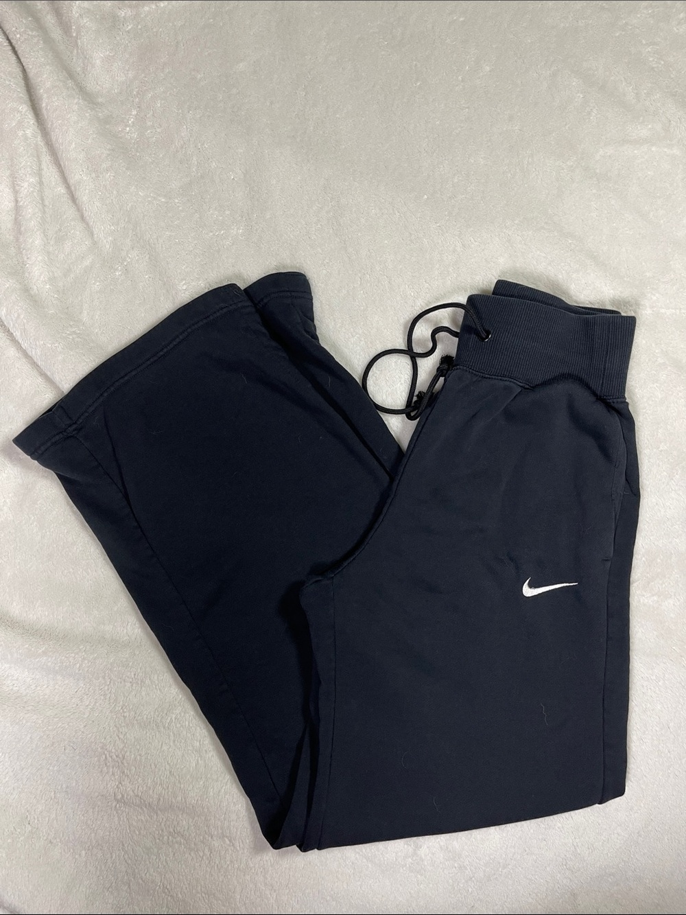 Nike Black Wide Leg Fleece Knit Sweatpants